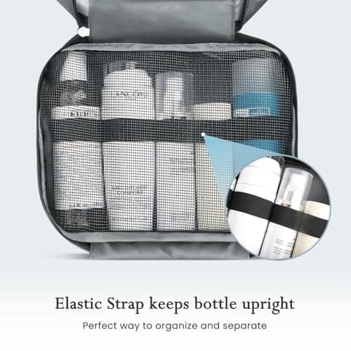 Maliton Hanging Toiletry Bag, Waterproof Foldable Wash Bag (Grey) — view 4