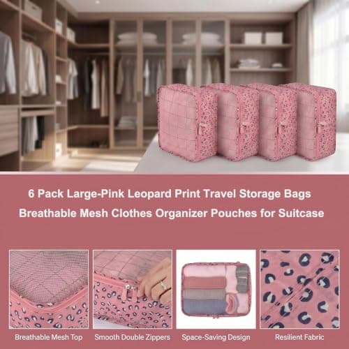 6pcs Foldable Large Packing Cubes, Travel Suitcases Organiser — view 4