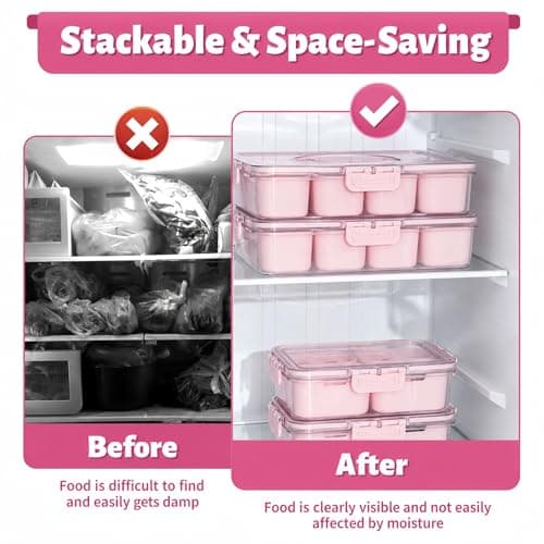 Küchera Pink Snackle Box with Handle, 8 Compartment Divided Snack Tray with Lid, Portable Food Storage Container for Travel, Plane & Picnics, Dishwasher Safe Platter for Sweets, Fruit & Nuts (Pink) — view 6
