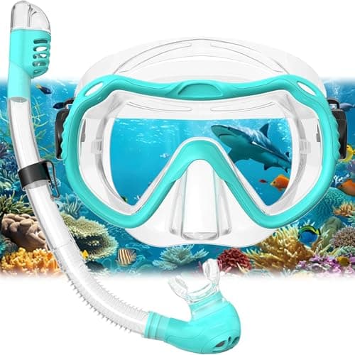 Snorkel Set Adults, Scuba Snorkelling Package with Anti-Fog,180° View Snorkelling Goggle,Dry Snorkel Mask for Adult Swimming Diving (Green)