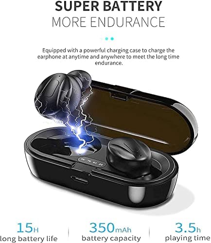 Xawy Bluetooth Headphones, Bluetooth 5.0 Wireless Earphones in Ear Stereo Sound Microphone Mini Wireless Earbuds with Headphones and Portable Charging Case for iOS Android PC XA-8 — view 3
