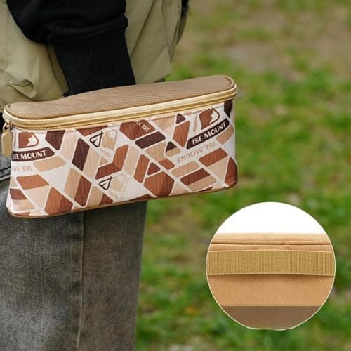 Fenteer Camping Storage Bag Pouch Handbag Multipurpose Anti Collision with Handle Organizer for Barbecue Picnic Travel Outdoor Hiking, Khaki — view 2