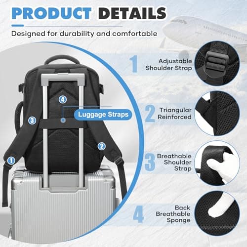 Ryanair Cabin Bag 40x30x20, Wizz Air Underseat Travel Backpack Hand Luggage — view 6