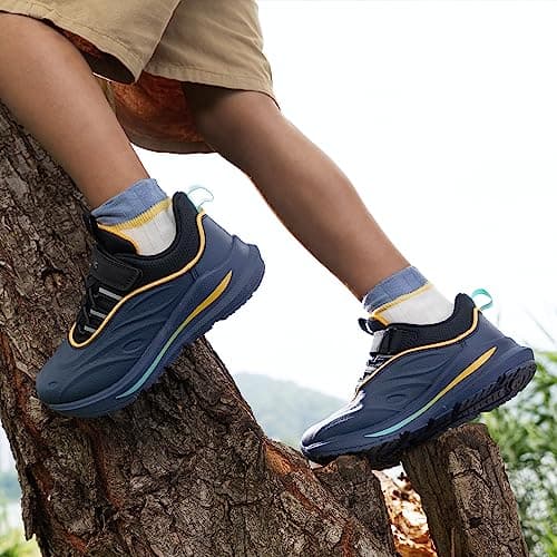 DREAM PAIRS Waterproof Boys Fashion Trainers,Dark Blue/Black,3 Big Kid — view 2