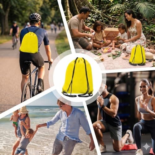 WESTWOOD FOX Drawstring Gym Bag String Bags Gym Sack Backpack PE Bags for Women Men Trainer Swimming Bag Travel Beach School Holidays Suitable for Sports,kids,Boys,Girls (Yellow) — view 5
