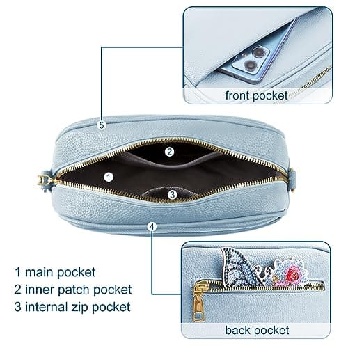 TIAASTAP Crossbody Bags for Women - Leather Handbags & Shoulder Bags Ladies Camera Cross Body Bag with Adjustable Wide Strap and Chain for Travel Shopping Work (Blue) — view 5