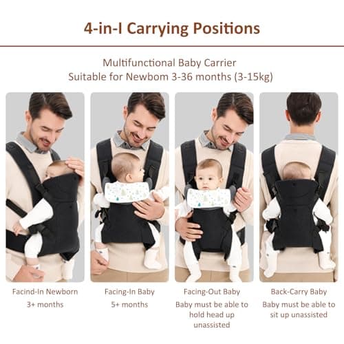 IULONEE Baby Carrier Newborn Holder Carriers Carry for Infant 3-15kg Black — view 5