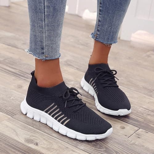 Women's Trainers Orthopedic Sneakers Barefoot Shoes Breathable Soft Sole Womens Walking Slip on Shoes Gym Tennis Lightweight Breathable Slipper Minimalist Zero Drop Trainers Ladies Yoga Sneakers — view 2