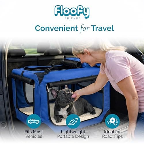 Floofy Friends Soft-Sided Dog Travel Crate - Foldable, Breathable Pet Carrier for Small Dogs & Cats, Ideal for Car Travel & Home Use — view 4