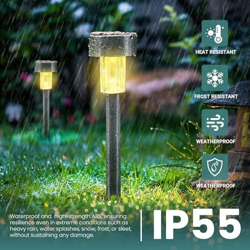 GIGALUMI Solar Lights Outdoor Garden Waterproof,24 Pack,Stainless Steel LED Solar Garden Lights for Patio, Lawn, Yard and Landscape Decor, Warm White — view 4