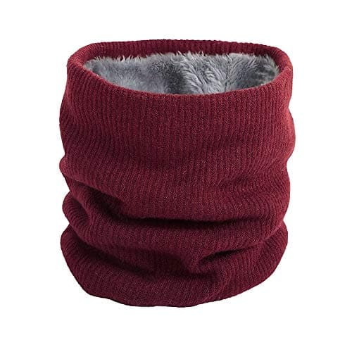 World of Shawls Unisex Men Women Knitted Fleece Neck Warmer Loop Snood Warm Soft and Comfortable (Berry Maroon)