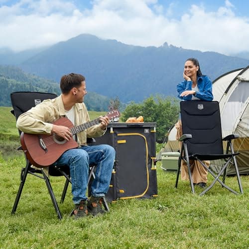 TIMBER RIDGE Camping Chair for Adults Folding Reclining High Back 150kg — view 2