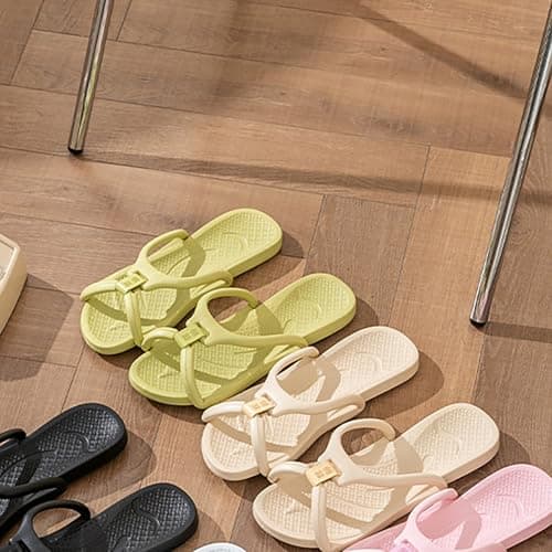 DFSDJEUW lady slipper uk sale Foldable Couple Travel Slippers Men Women Hotel Non Slip Travel To Carry Convenient Indoor Home Bathroom Quick Drying Soft Flip Flops flip flops women Beige 3.5 — view 3