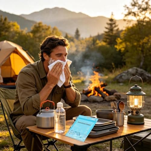 Compressed Face Towels - 6Pc Cotton Travel Washcloth Set, Portable Style Expandable Cleaning Cloth, Soft Absorbent Hygiene Towel | for Men Women Camping Gym Hiking Hotel Beach Road Trip — view 3