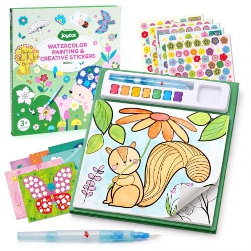 JoyCat Paint with Water Coloring Books & Creative Sticker(Animals)