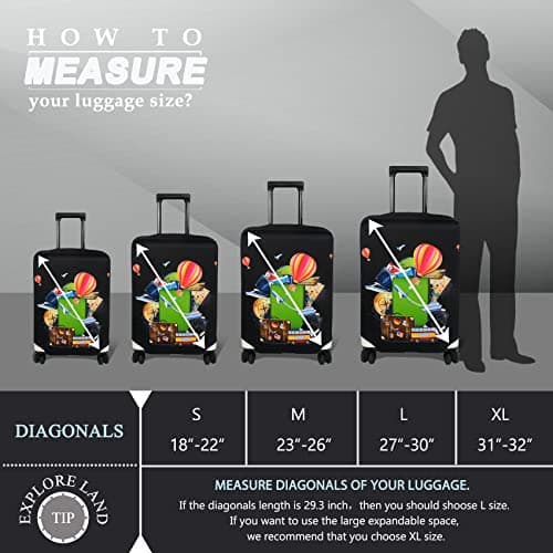 Explore Land Travel Luggage Cover Suitcase Protector Fits 18-22 Inch Luggage (Travel, S) — view 5