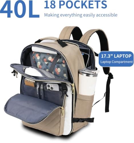 VANKEAN 40L Laptop Backpack Women Large Capacity College Travel KHAKI — view 5