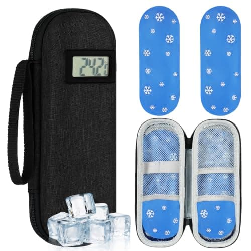 AOOWU Insulin Cooler Travel Case with Temperature Display, TSA Approved
