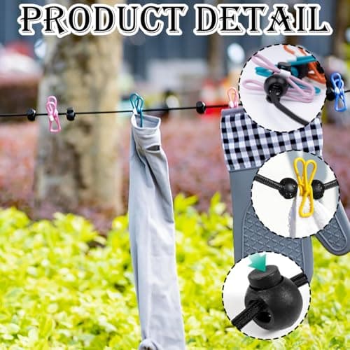 Travel Washing Line with 1pcs Storage Bag, Portable Camping Washing Line with Pegs, Retractable Travel Clothes Line for Cruises Hotel Backpacking — view 3