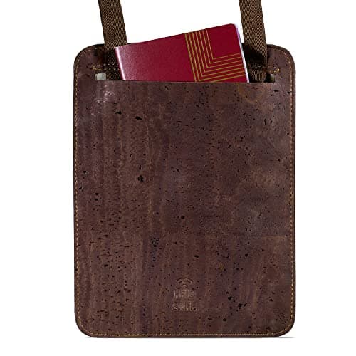 Corkor Cork Travel Neck Wallet - Vegan Slim Passport Holder RFID Blocking Travel Pouch to Protect Cash, Credit Cards and Travel Documents, Brown, Neck Wallet — view 3