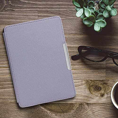 kwmobile Case Compatible with Amazon Kindle Paperwhite - Nylon Protective e-Reader Cover Folio Book Style Case - Lavender — view 2