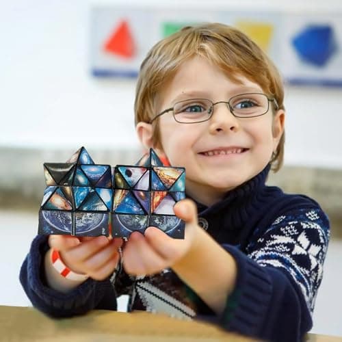 Infinity Cube, Fidget Cube for Kids, Cubes for Travel Entertainment, Cubes for Children Space Solar System Fidget Puzzles Smart Games, Gift for Boys Girls Multicolor — view 2