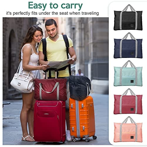 10 Pcs Duffel Bags Bulk Foldable Travel Bags Airlines Carry Bags Women Weekender Overnight Tote Bags Lightweight Luggage Personal Item Gift Bags Sports Gym Bag for Kids Girls Women Men Airport, pink, — view 5