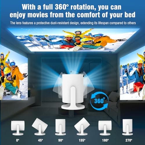 Ultimate 4K Mini Projector with 360° Rotation, Portable Smart Projector for Bedroom & Home Cinema, WiFi6, Bluetooth, Built-in Apps, Short Throw Projector & USB-C Power Bank Compatible — view 4