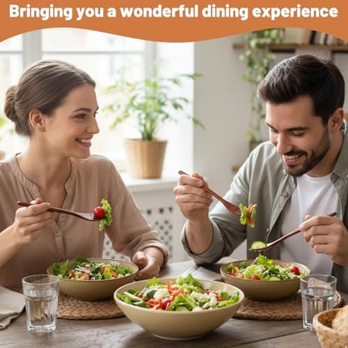 QyueQyat 6-piece Bamboo Cutlery Set with Forks Spoons Knives, Cutlery, Wooden Utensil for Dining, Portable Travel and — view 5