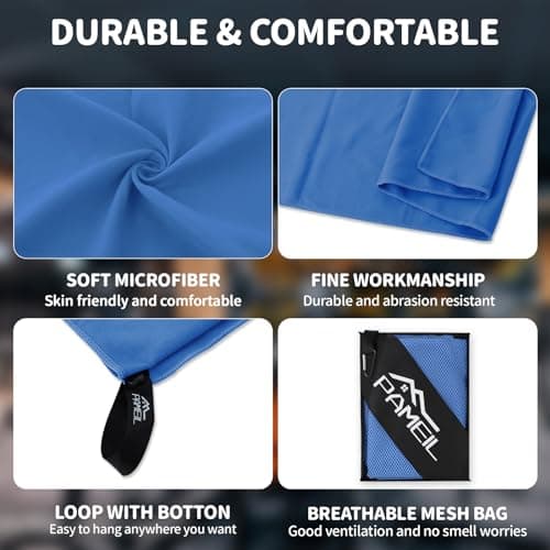 Pameil Microfiber Towel Set 3-Pack Quick Dry Travel Gym (Light blue) — view 5