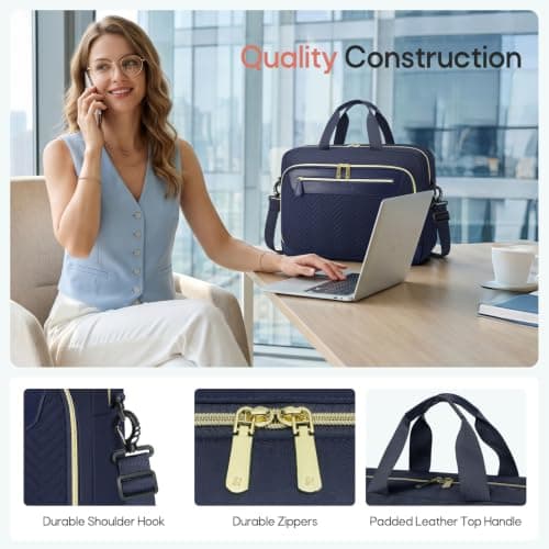 RAINSMORE 17.3 Inch Laptop Bag for Women Water Resistant Briefcase — view 6