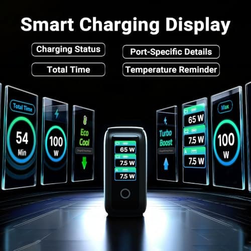 MINIX 100W 3-Port GaN USB C Fast Charger Block with Smart Display, Foldable — view 4