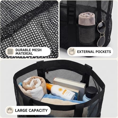 YFHUVB Mesh Beach Bag, Large Beach Bag, Lightweight Foldable Design for Beach Trips, Pool Visits, Family Outings and Travel Essentials, Durable Storage Solution for Adults — view 5