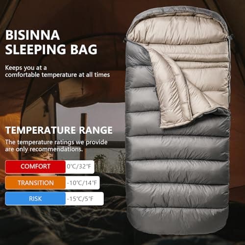 BISINNA 0 Degree Sleeping Bag XL for Adults Cold Weather Sleeping Bags — view 4