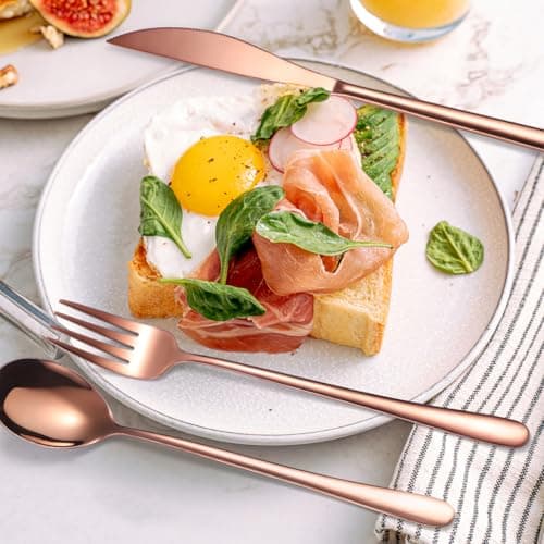 AARAINBOW Stainless Steel Cutlery Set for 1, 3 Pieces Knife Fork Spoon Set with Case. Reusable Flatware Set for Camping, Travel, Work, and Outdoor Activities, Dishwasher Safe (Rose Gold) — view 2