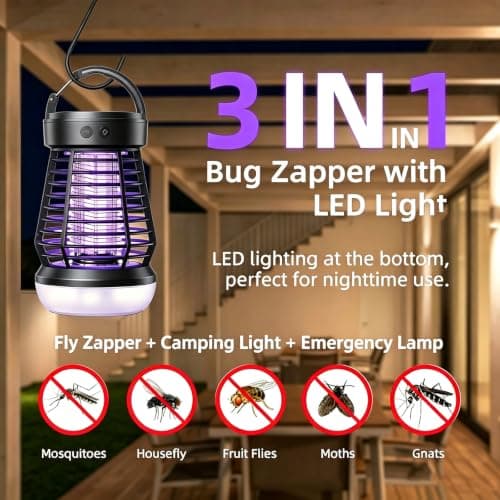 Rechargeable Fly Zapper, Portable Mosquito Killer Lamp,Camping Bug Zapper — view 3