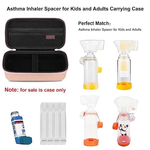 Elonbo Carrying Case for Asthma Inhaler, Ventolin Inhaler for Kids and Adults, Masks Travel Organizer Bag Holder, Pocket Fits Allergy Meds, Rose Gold (Case Only) — view 2