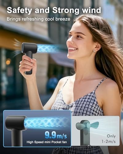 WHATOOK Portable Mini Handheld Fan, 18500 RPM Small Personal Turbo Hand Fan — view 3
