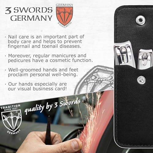 3 Swords Germany - Brand Quality 2 piece Manicure Pedicure Grooming kit Set Finger & Toe Nail Clipper in Synthetic Leather case - Made by 3 Swords (6721) — view 6