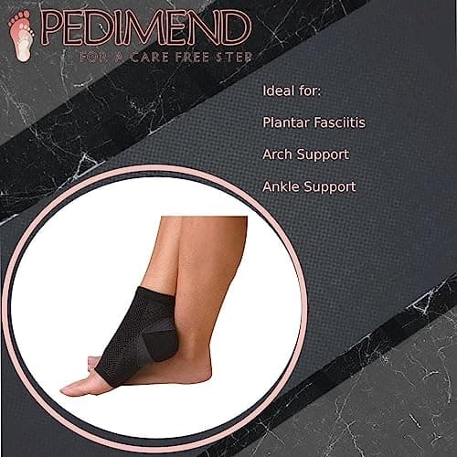 PEDIMEND Plantar Fasciitis Foot Socks. Best Compression Sleeve for Ankle Arch & Heel Achilles Tendon Supports Brace. Men and Women Night Splint Pain Relief L/XL (UK 8-12 PACK OF 2) — view 2
