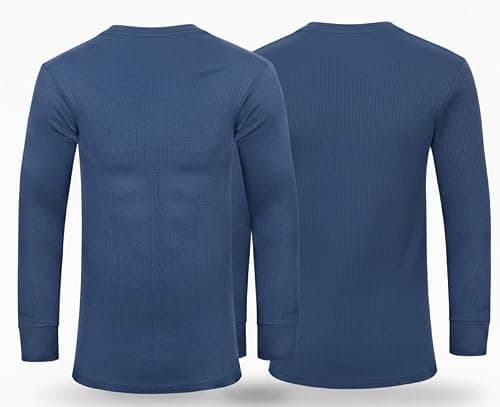 Mens Thermal 2 Pack Underwear Vests Long Sleeve Tops, Thermal T-Shirt Warm Underlayer Winter Thermals Base Layer Clothing Men Vest Top Size S-XXL (L Blue) — view 2