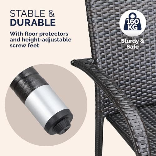 CASARIA® Garden Chairs Set of 4, Stackable Rattan Outdoor Dining Chairs — view 3