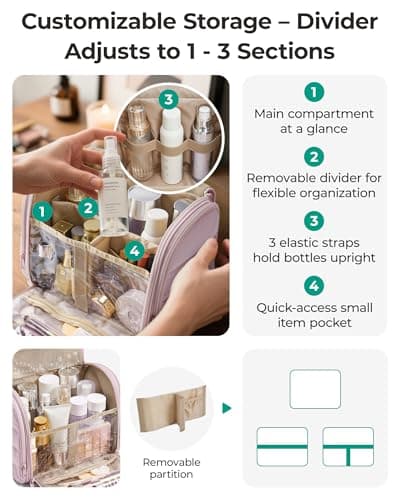 BAGSMART Large Hanging Toiletry Bag for Travel with Removable Divider — view 2