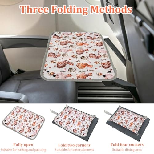 Kids Airplane Tray Table Cover with Tablet Holder | Toddler Travel Essential Activity Lap Tray for Flying, Train & Car Trips | Fabric Pockets & Waterproof Surface, Mess-Free Activity Organiser(Rabbit) — view 3