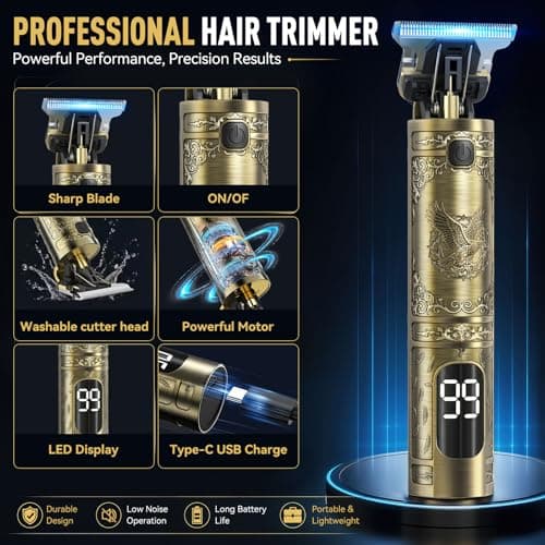 Solati Beard Trimmer for Men, Professional Hair Clippers & Electric Shaver Grooming Kit, Precision T-Blade Cordless Hair Trimmer with LCD Display Mens Gifts — view 2