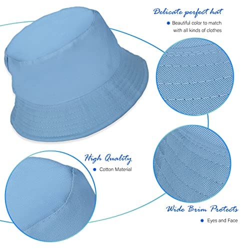 Sibba Bucket Hat Summer Fisherman Sunshade Caps Unisex Packable Hats for Women Men Holidays Hiking Camping Shopping 56-58cm Plain Colors Keep Warm in Winter (Blue) — view 2