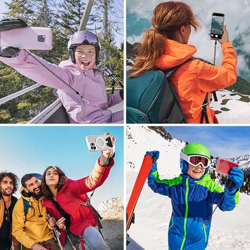 LunarCharm 2-Pack Phone Lanyard Anti-Theft Phone Strap Coiled Cord for Outdoor Hiking and Climbing for Most Smartphones with Silver Carabiner — view 5