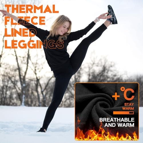 Sanpetix Women's Fleece Lined Leggings, Thermal Leggings High Waist for Women Black 1 Pack LXL — view 4