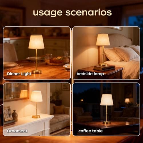 fuaoddda Cordless Rechargeable Table Lamp, 3000K USB Bedside Lamp Gold — view 6