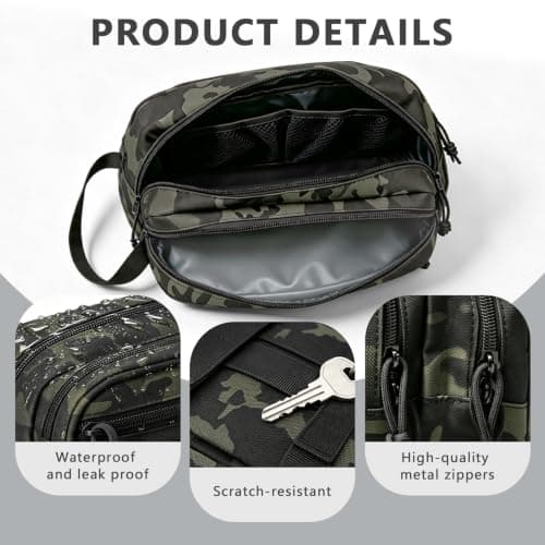 Vnvnvnv Tactical Toiletry Bag for Men, Travel Wash Bag with UK Patch, Camo — view 4